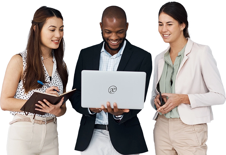 Hero Home Page - 3 people looking at laptop